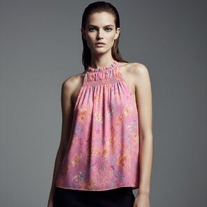 Ramy Brook Pink Floral Print Halter Top (Size S)